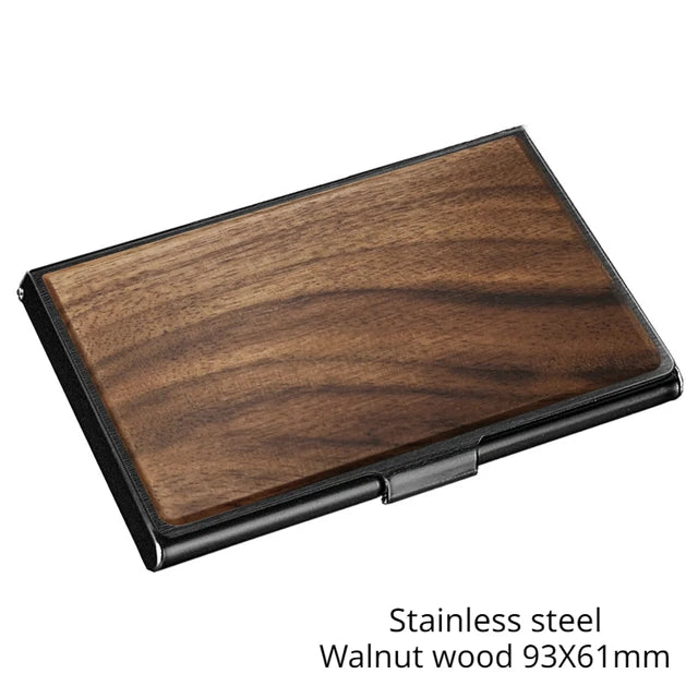 Laser Engraving Logo Black Walnut Solid Wood Business Card Box Customized Wooden Clip Personalized Cardcase Activities Gifts