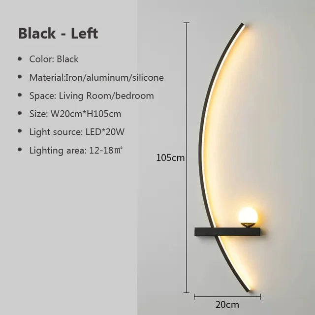 Lámpara de pared LED moderna, Arte Simple, lámpara de pared de cabecera para dormitorio, sala de estar, estudio, fondo, pared, espejo de baño, iluminación dorada/negra 