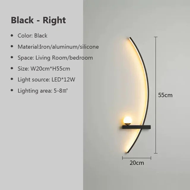 Lámpara de pared LED moderna, Arte Simple, lámpara de pared de cabecera para dormitorio, sala de estar, estudio, fondo, pared, espejo de baño, iluminación dorada/negra 