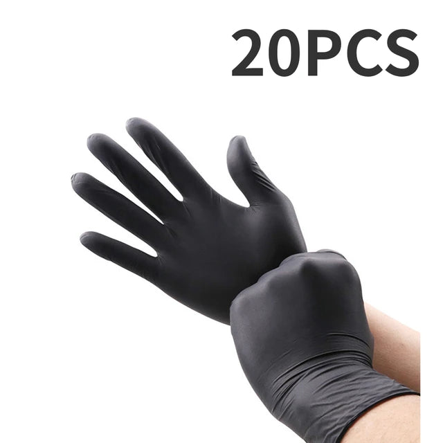 20/50/100PCS Black Nitrile Gloves Thickened Durable Household Cleaning Gloves Dishwashing Glove For Garden Hair Dyeing Tattoos