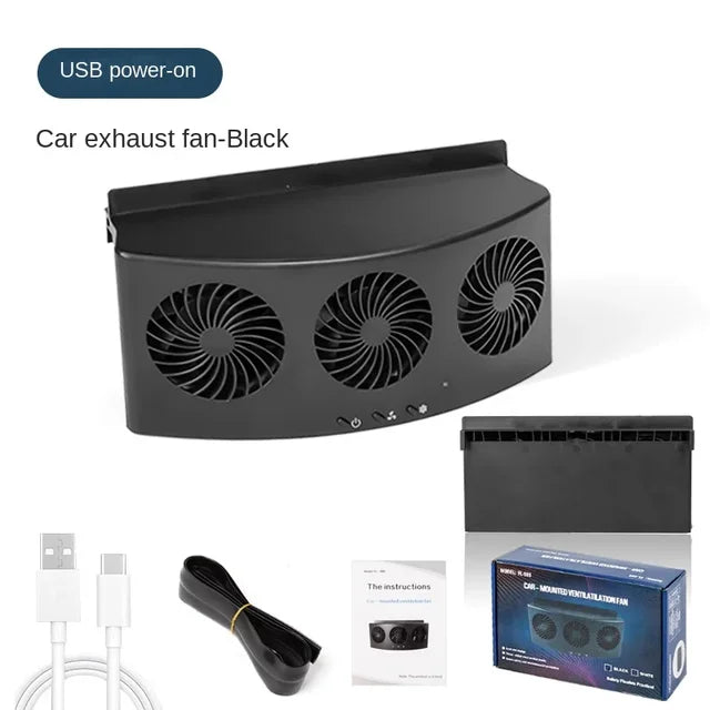 Ventilador de refrigeración para coche, Enfriador de aire Solar eléctrico de 3 cabezales, radiador de ventilación de carga, purificadores de asiento delantero para vehículo, camión y SUV 