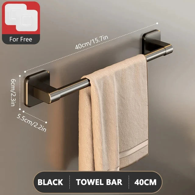 Toallero montado en la pared con ventosa no perforada, estante de almacenamiento para baño, toallero de barra horizontal para baño 