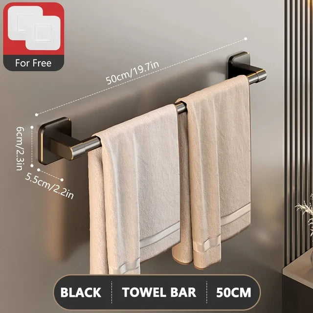 Toallero montado en la pared con ventosa no perforada, estante de almacenamiento para baño, toallero de barra horizontal para baño 