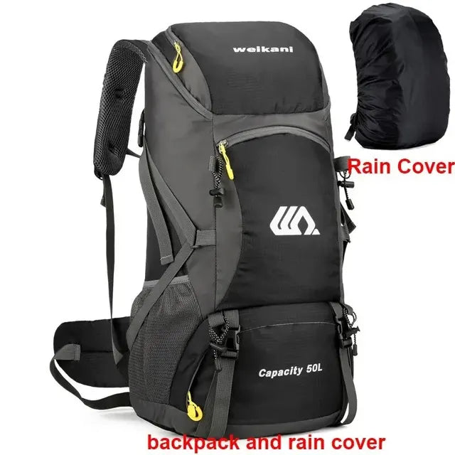 Mochila de viaje de 50L, bolsa de Camping para hombre, bolsa grande para senderismo, mochila turística, impermeable, para deportes al aire libre, escalada y montañismo 