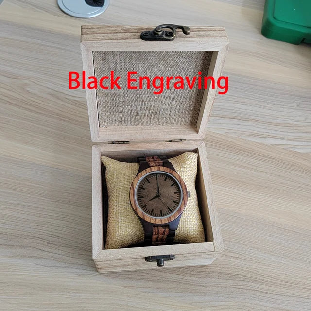 Engraved Wooden Wrist Watch for Men Personalised Clock Timepieces Custom Wood Watches Birthday Anniversary Mother's Day Gifts