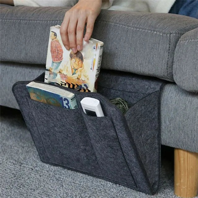 Bolsa de almacenamiento para cabecera de cama de fieltro, organizador para cama, escritorio, sofá, TV, Control remoto, Caddy colgante, organizador de almacenamiento para sofá, soporte para cama con bolsillos 