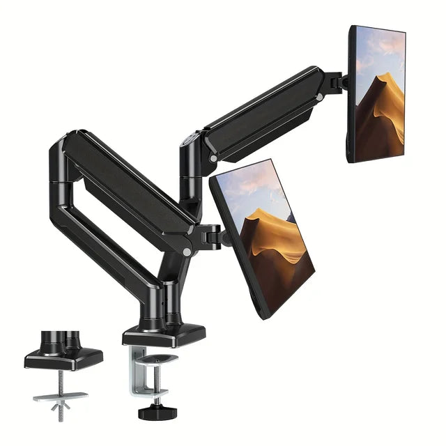 Soporte de monitor para pantallas de 13 a 32 pulgadas, resorte de gas para montaje de monitor dual, brazo de monitor dual ajustable con movimiento completo 