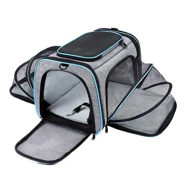 Mochila transportadora para mascotas, bolso de hombro plegable y transpirable portátil, bolsas transportadoras para perros y gatos, bolso de viaje para mascotas, bolsa de transporte 