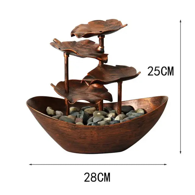 Tabletop Fountain Waterfall Fountain For Indoor Decor Water Over Sailing Lotus Leaf Electric Pump Soothing Calming and Relaxing