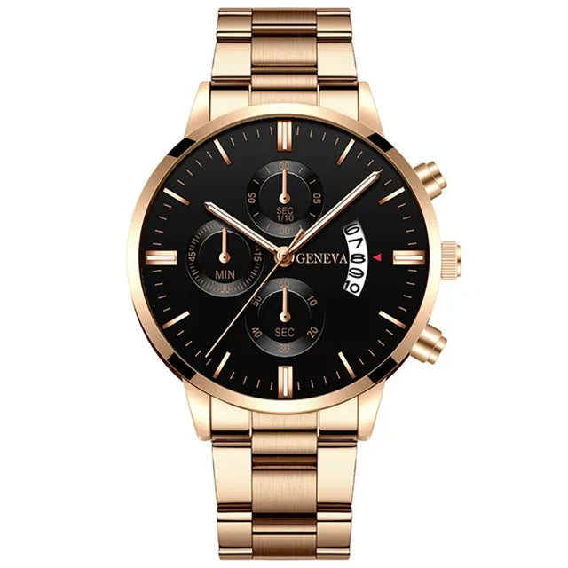 Fashion Men Stainless Steel Watch Luxury Calendar Quartz Wrist Watch Mens Business Watches for Man Clock Montre Homme