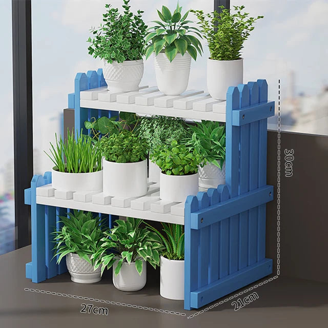 Soporte de exhibición de plantas para macetas de flores de 2 niveles, estante para plantas de bambú Natural, decorativo moderno para soporte de plantas, estante de almacenamiento para macetas de libros 