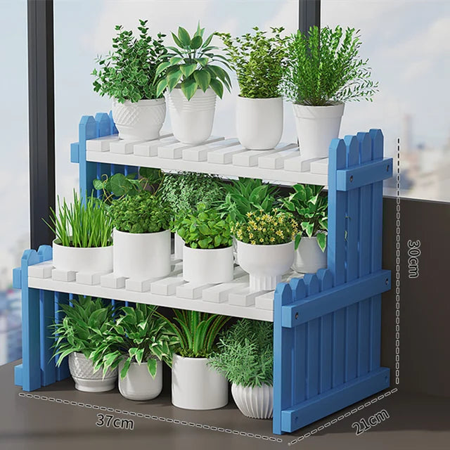 Soporte de exhibición de plantas para macetas de flores de 2 niveles, estante para plantas de bambú Natural, decorativo moderno para soporte de plantas, estante de almacenamiento para macetas de libros 