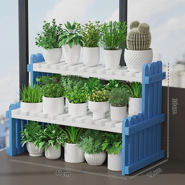 Soporte de exhibición de plantas para macetas de flores de 2 niveles, estante para plantas de bambú Natural, decorativo moderno para soporte de plantas, estante de almacenamiento para macetas de libros 