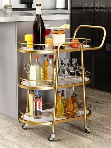 Utility Cart Trolley Bar Tables Gold Wine Cabinet Rolling Kitchen Trolley Serving Outdoor Tool Metal Cabeceros Hotel Furniture