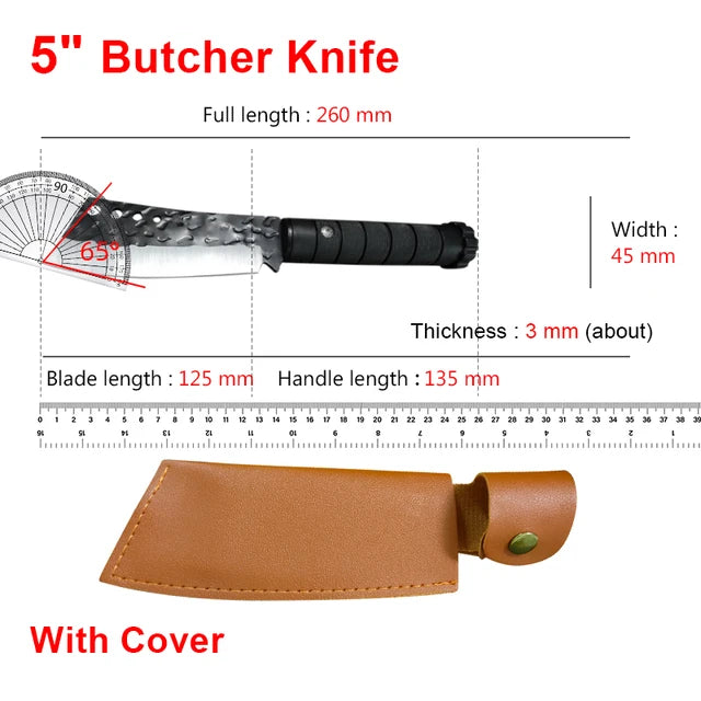 Plastic Handle Utility Knife BBQ Slicing Fish Fruit Steak Knife Hand Forge Boning Butcher Knife Chef Cleaver Kitchen Knives Tool