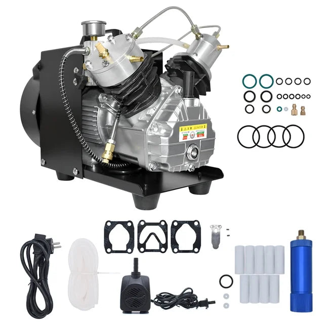 TUXING 4500Psi 300Bar PCP Air Compressor Mini-Double High Pressure Air Compressor for Scuba 6.8L Tank Filling PCP Rifle TXEDM041