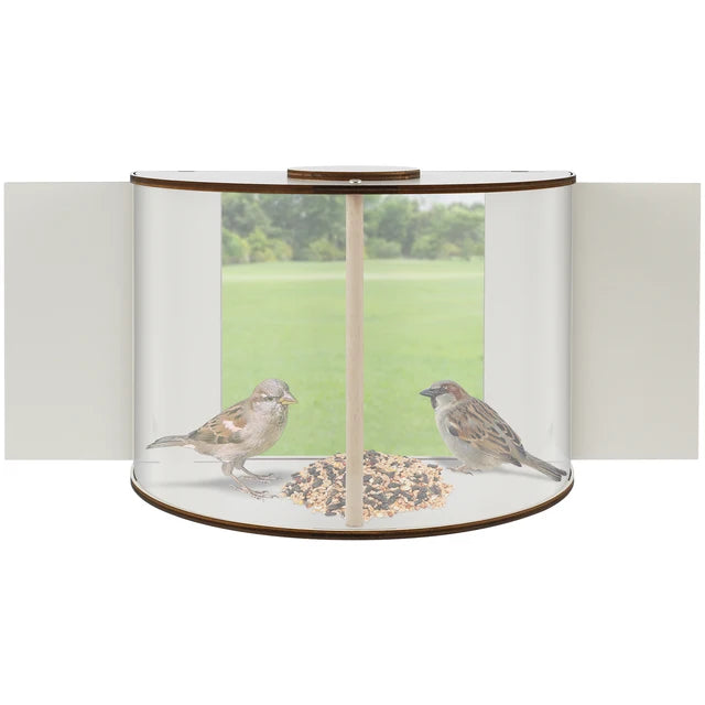 Comederos para pájaros para ventana, contenedor de comida transparente para ardilla, impermeable, 180 °, panorámica, visible, ventana para casa, balcón, decoración de jardín 