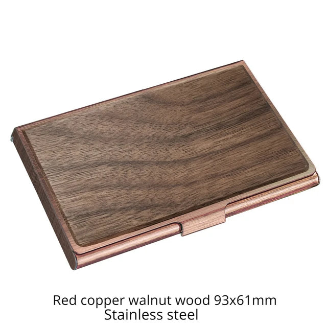 Laser Engraving Logo Black Walnut Solid Wood Business Card Box Customized Wooden Clip Personalized Cardcase Activities Gifts