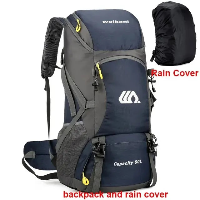 Mochila de viaje de 50L, bolsa de Camping para hombre, bolsa grande para senderismo, mochila turística, impermeable, para deportes al aire libre, escalada y montañismo 