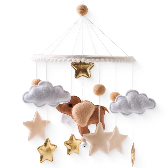 Crib Mobile Bed Bell Wooden Baby Rattles Soft Felt Cartoon Animal Bed Bell Newborn Music Box Hanging Toy Crib Bracket Baby Gifts