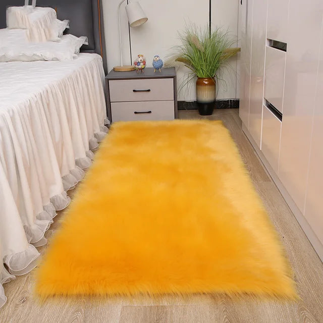 Alfombras de piel de oveja de felpa para dormitorio, alfombra suave para habitación, alfombra para los pies de la cama, alfombras blancas peludas para sala de estar, alfombras de piel para niños 