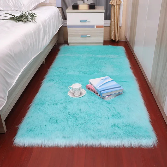 Alfombras de piel de oveja de felpa para dormitorio, alfombra suave para habitación, alfombra para los pies de la cama, alfombras blancas peludas para sala de estar, alfombras de piel para niños 