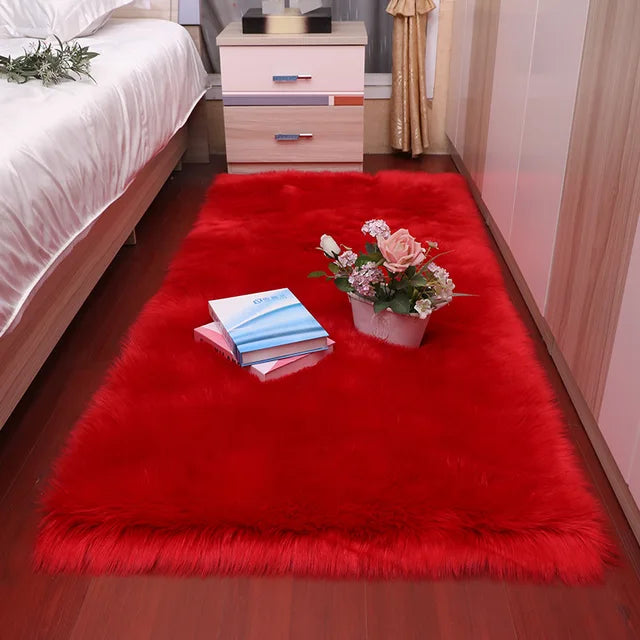 Alfombras de piel de oveja de felpa para dormitorio, alfombra suave para habitación, alfombra para los pies de la cama, alfombras blancas peludas para sala de estar, alfombras de piel para niños 