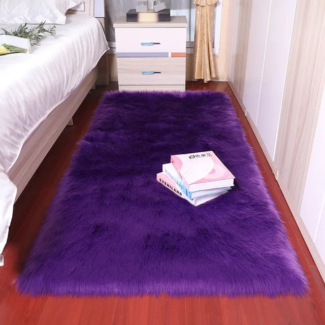 Alfombras de piel de oveja de felpa para dormitorio, alfombra suave para habitación, alfombra para los pies de la cama, alfombras blancas peludas para sala de estar, alfombras de piel para niños 