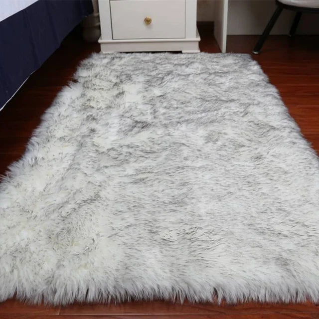 Alfombras de piel de oveja de felpa para dormitorio, alfombra suave para habitación, alfombra para los pies de la cama, alfombras blancas peludas para sala de estar, alfombras de piel para niños 