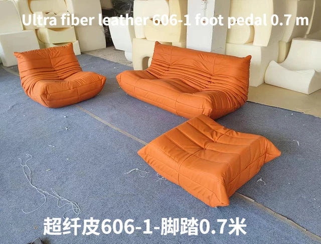 Super Fiber Suede Mesh Red Togo Caterpillar Lazy Sofa Cat Paw for Two People 1.5 Meters in The Living Room Corner