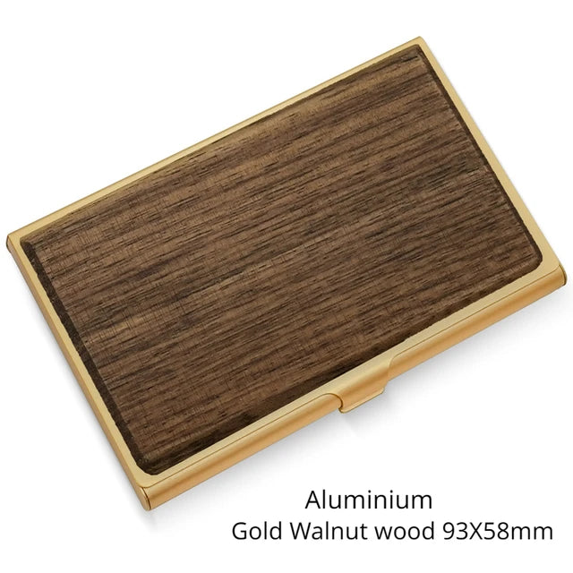 Laser Engraving Logo Black Walnut Solid Wood Business Card Box Customized Wooden Clip Personalized Cardcase Activities Gifts