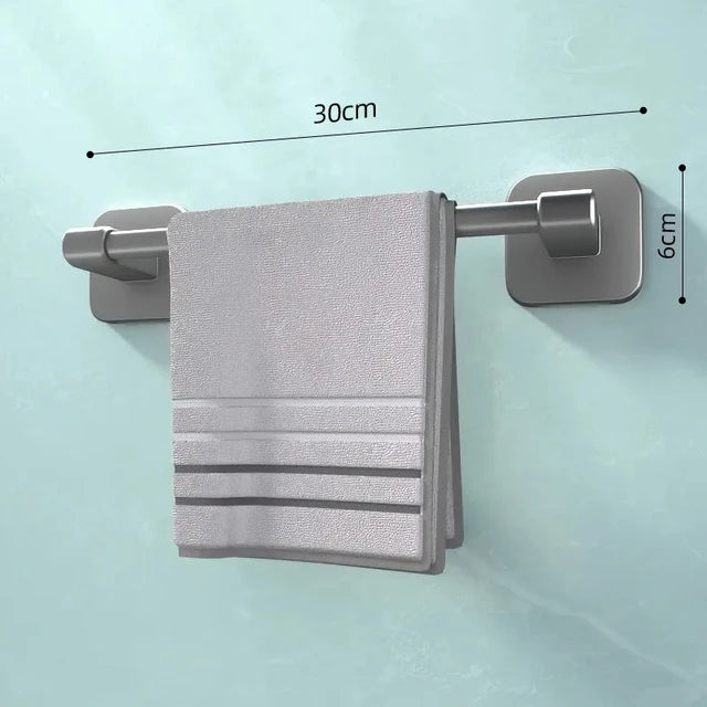 Toallero montado en la pared con ventosa no perforada, estante de almacenamiento para baño, toallero de barra horizontal para baño 