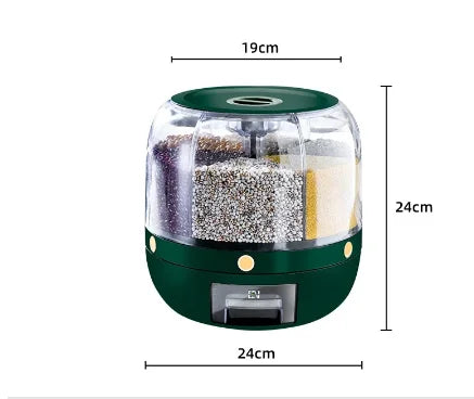 Dispensador de arroz giratorio de 360 ​​grados, cubo sellado para cereales secos, dispensador a prueba de humedad, caja de almacenamiento de contenedores de alimentos para cocina 