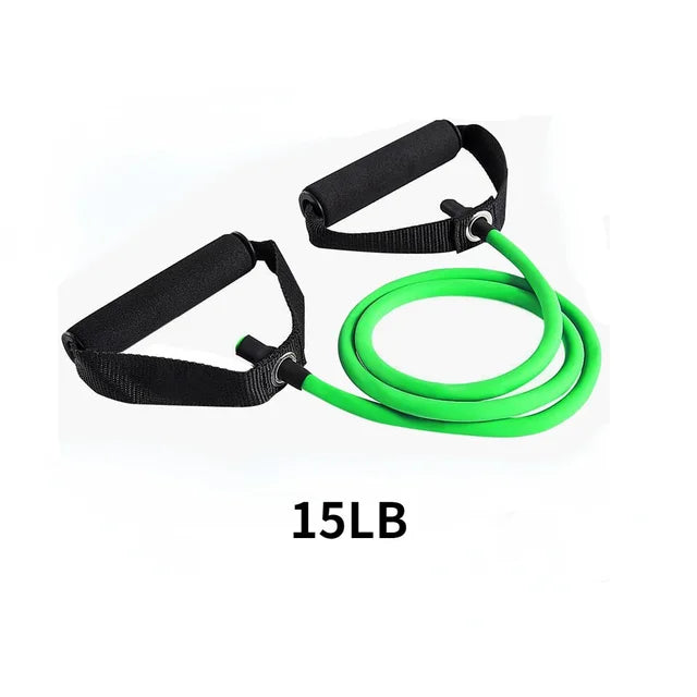 Bandas de resistencia de 5 niveles con asas, cuerda elástica para tirar de Yoga, banda de tubo para ejercicio físico para entrenamiento en casa, entrenamiento de fuerza 