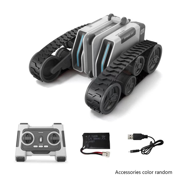 Tanque RC, tanque de Control remoto, vehículo acrobático, doble giro, iluminación fresca, rotación de 360 ​​°, acrobacias elegantes, coche eléctrico, juguete para regalo para niños 