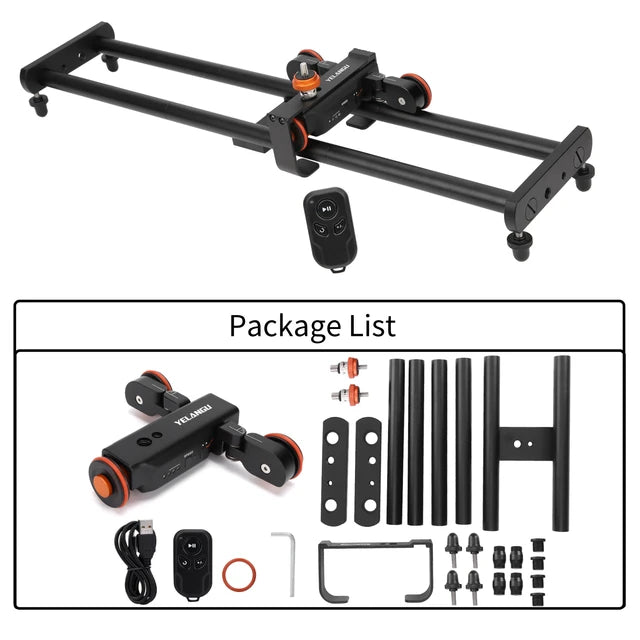 YELANGU 摄像机视频轨道小车电动滑轨小车适用于佳能尼康单反相机/智能手机 L4X 滑轨小车
