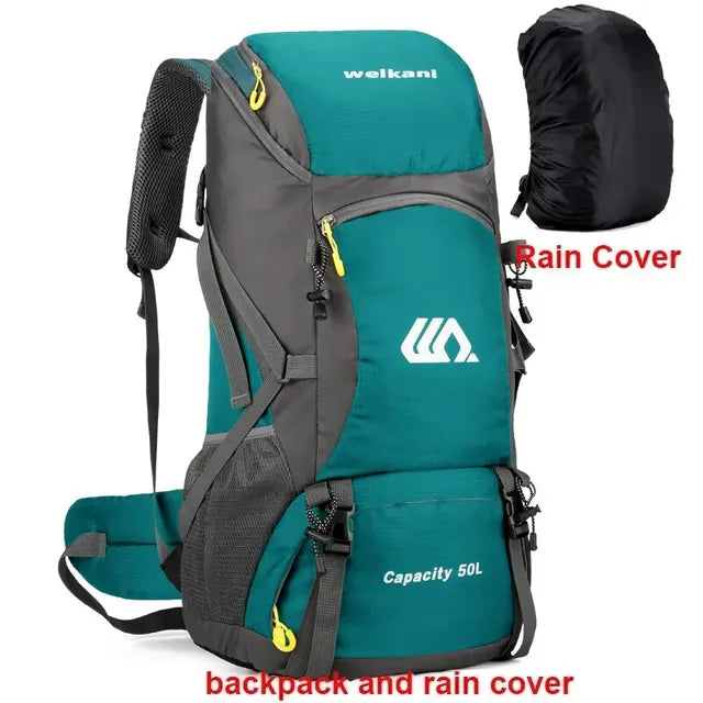 Mochila de viaje de 50L, bolsa de Camping para hombre, bolsa grande para senderismo, mochila turística, impermeable, para deportes al aire libre, escalada y montañismo 