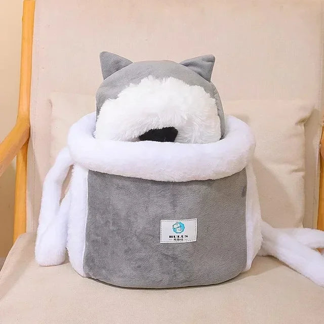 Bolsa portamascotas, mochila de felpa para perros y gatos, para viajes al aire libre, caminar, invierno, nido cálido, gatito, cachorro, pecho colgante, transportadores portátiles 