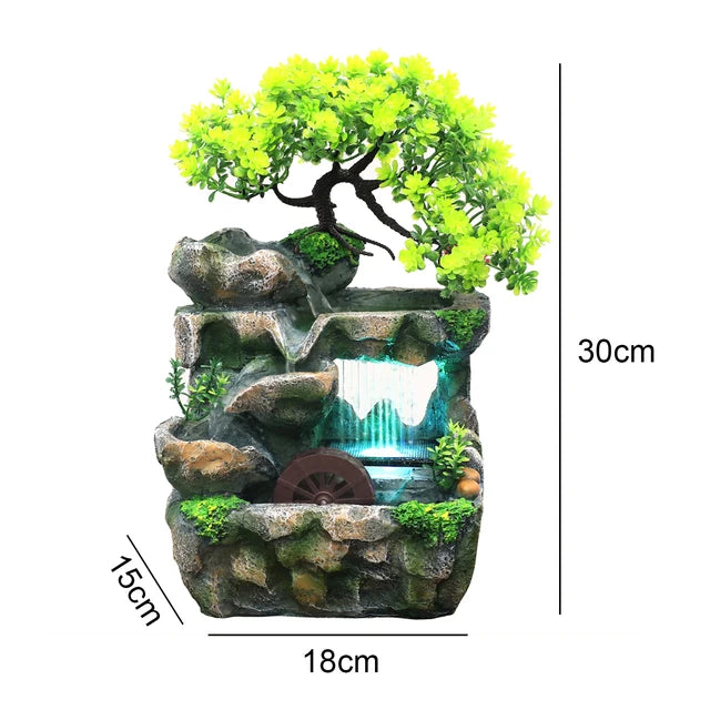 桌面小假山仿真树流水喷泉雨水景物适用于冥想瑜伽室创意装饰