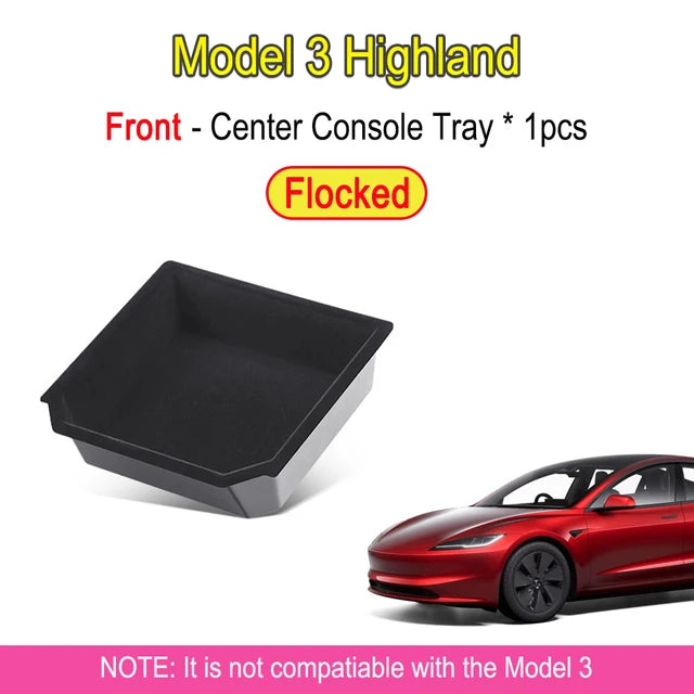 Bandejas de consola central para Tesla Model 3 Y accesorios organizadores Highland, caja de almacenamiento debajo del asiento, reposabrazos, contenedores ocultos, portavasos