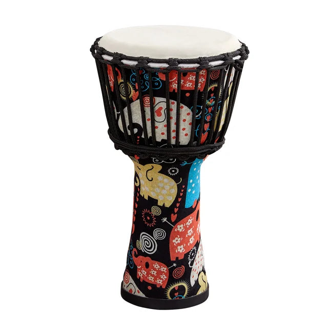 8 英寸便携式非洲鼓 Djembe 手鼓，带有丰富多彩的艺术图案，打击乐器