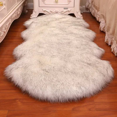 Alfombra de piel de oveja suave de felpa para dormitorio, almohadilla de lana de imitación, alfombra para los pies de la cama, cojín para sofá, alfombras blancas, alfombra de piel roja para sala de estar 