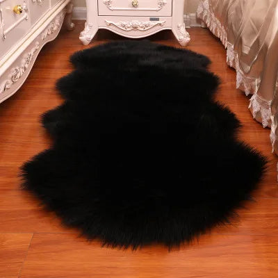 Alfombra de piel de oveja suave de felpa para dormitorio, almohadilla de lana de imitación, alfombra para los pies de la cama, cojín para sofá, alfombras blancas, alfombra de piel roja para sala de estar 