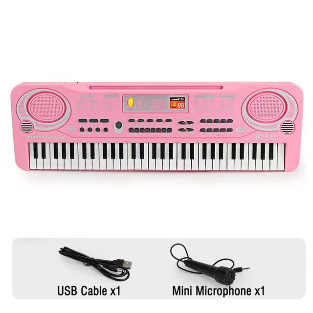 Teclado de Piano Electrónico para niños, órgano portátil de 61 teclas con micrófono, juguetes educativos, instrumento Musical, regalo para niños principiantes 