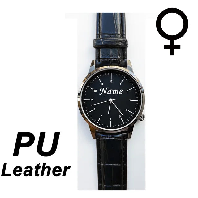 Reloj de pulsera personalizado con grabado con su nombre y logotipo para hombre y mujer, pulsera de malla de acero inoxidable, relojes de pulsera personalizados para hombre y mujer 