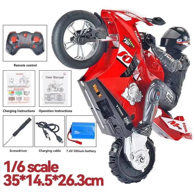 Motos RC de juguete para niños 1/6, coches RC de Motor eléctrico de alta velocidad, 4 canales, Control remoto, motocicleta de carreras, coche de derrape, modelo regalo 