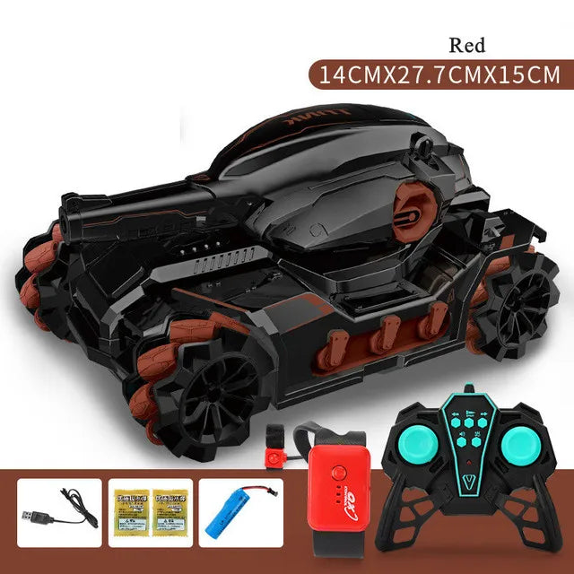 2,4G bomba de agua RC tanque RC coche luz música dispara juguetes para niños vehículo rastreado Control remoto tanques de guerra tanques de radiocontrol 