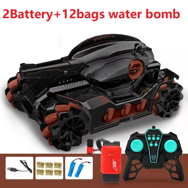 2,4G bomba de agua RC tanque RC coche luz música dispara juguetes para niños vehículo rastreado Control remoto tanques de guerra tanques de radiocontrol 