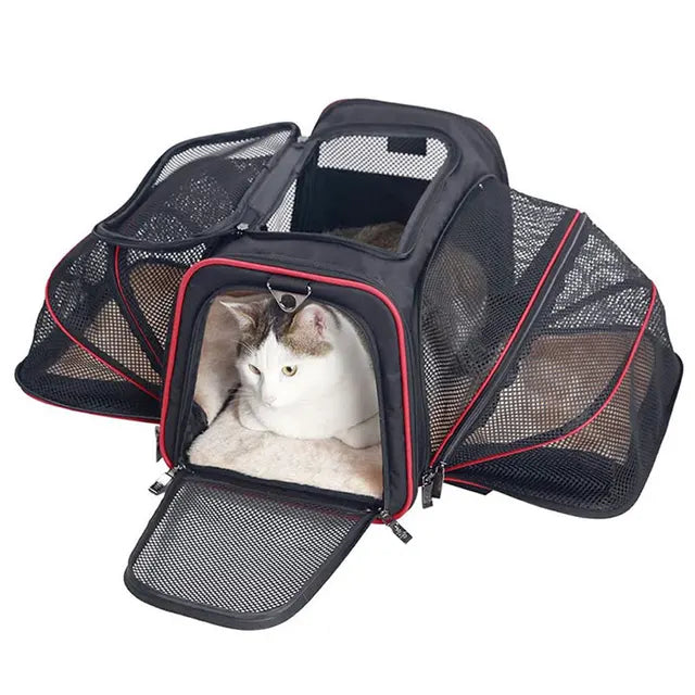 Mochila transportadora para mascotas, bolso de hombro plegable y transpirable portátil, bolsas transportadoras para perros y gatos, bolso de viaje para mascotas, bolsa de transporte 