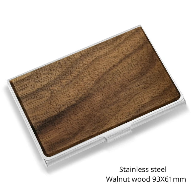 Laser Engraving Logo Black Walnut Solid Wood Business Card Box Customized Wooden Clip Personalized Cardcase Activities Gifts